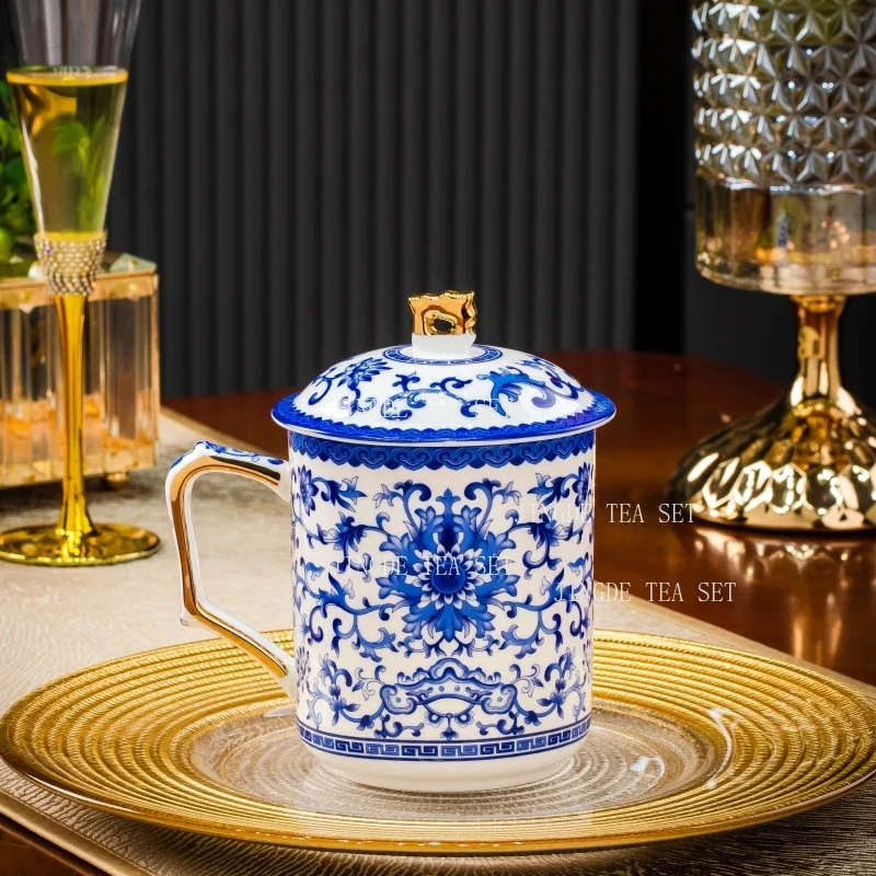 450ml Jingdezhen ceramic teacup household enamel colored tea cup bone china office water cup kitchenware drink