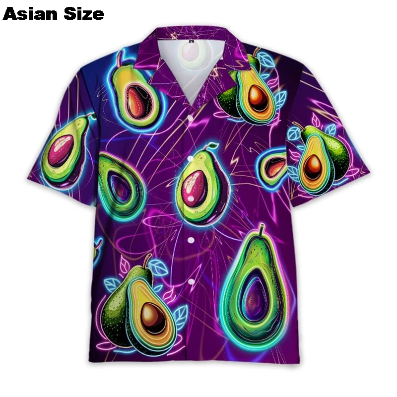 Fruit Avocado 3D Printed Shirts For Men Clothes Summer Hawaiian Fruits Avocados Lapel Blouse Casual Women Blouses Female Y2k Tee