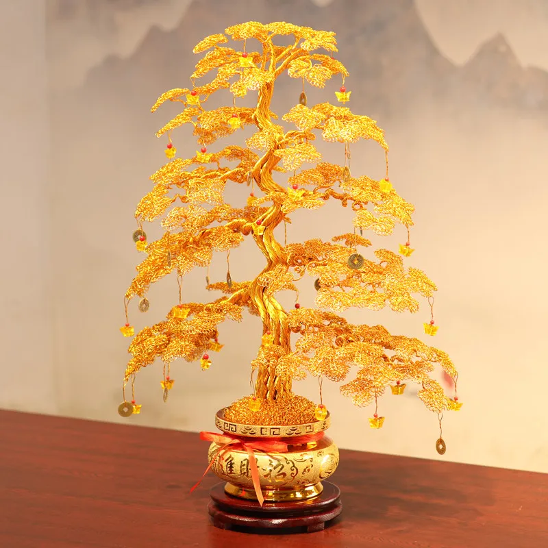 Braided Money Tree Handicraft Feng Shui Lucky Tree Home Decor Ornament Ideal for Housewarming Gift Decoration