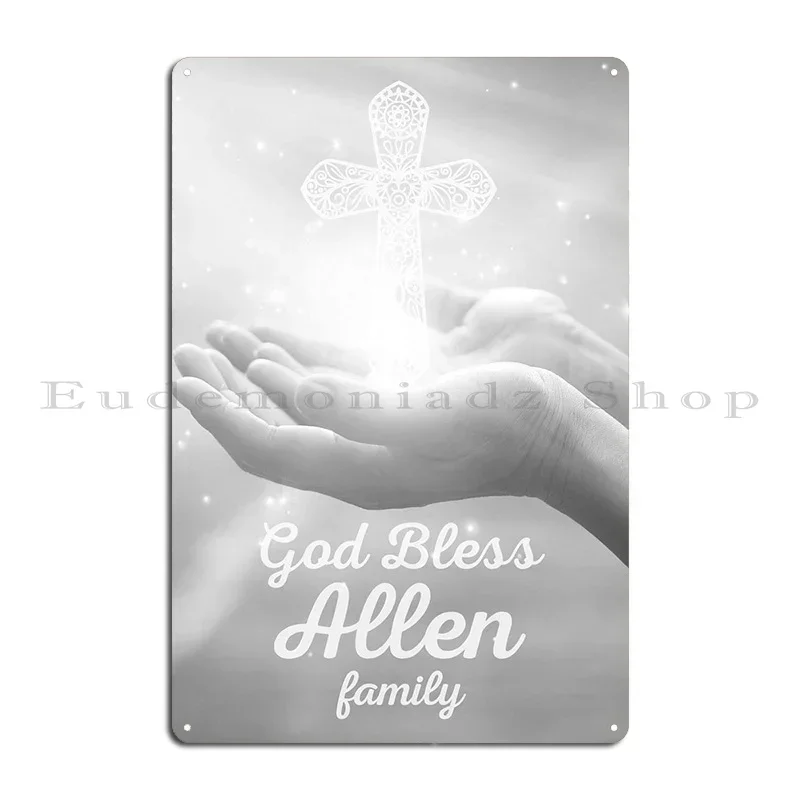 God Bless Allen Family Metal Sign Mural Party Cave Designing Wall Cave Tin Sign Poster