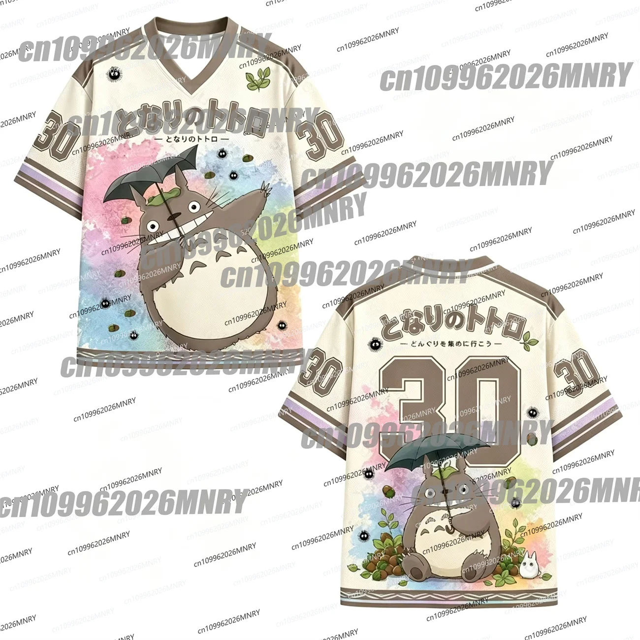 Men's shirt Woment-shirt Anime Neighbor Totoro V Neck Jersey Short Sleeve Sports T Shirt Casual Streetwear Hip Hop Uniform Tops