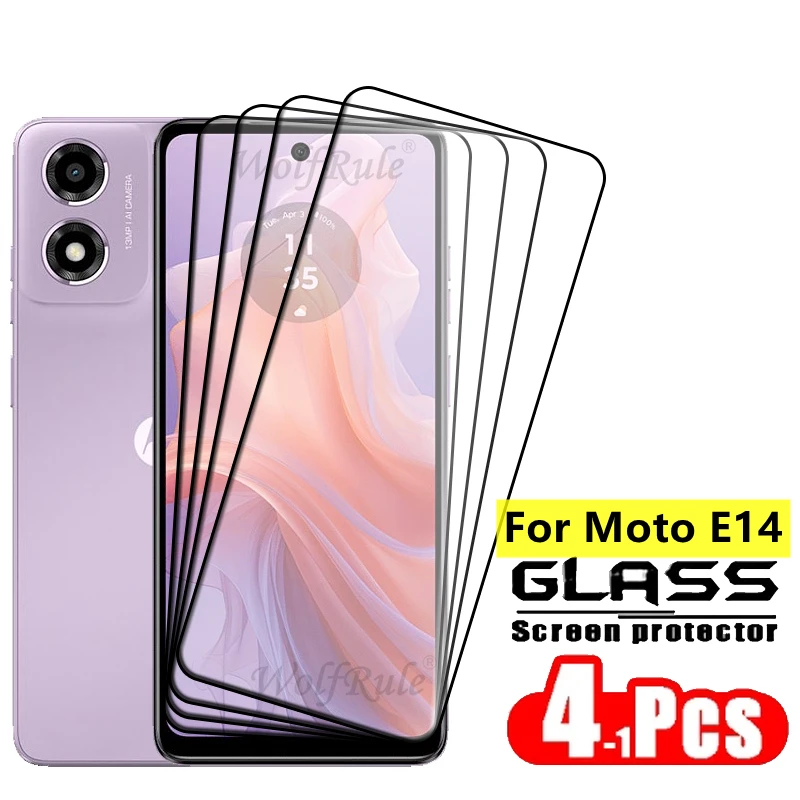 

4PCS For Moto E14 Glass Motorola Moto E14 E 14 Tempered Glass Protective Full Coverage Cover Glue 9H Screen Protector Moto E14