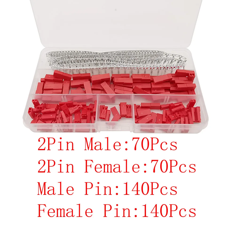 1Box Male Female Connector JST SYP 2 Pin Plug Red Housing Terminal Kit for LED Strip RC Toys Battery DIY FPV Drone Quadcopter view 2