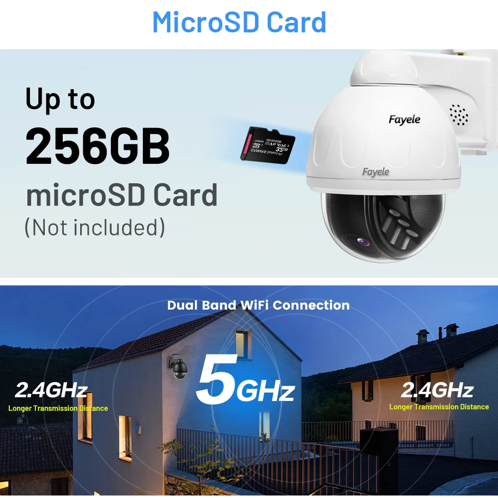 Wireless 5MP Mini Speed Dome PTZ Auto Tracking 2.8mm 2way Audio 2.4G 5G WiFi Outdoor 4K 8MP IR 50m Home Security Protection CCTV
