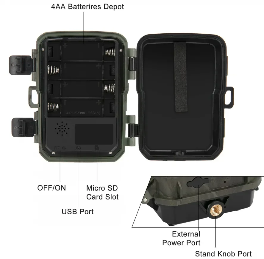 Imagem -03 - Mini Trail Hunting Câmera Câmeras Wildlife Hunter Photo Trap Rastreamento de Vigilância Animais Florestais Mini600 1080p 20mp