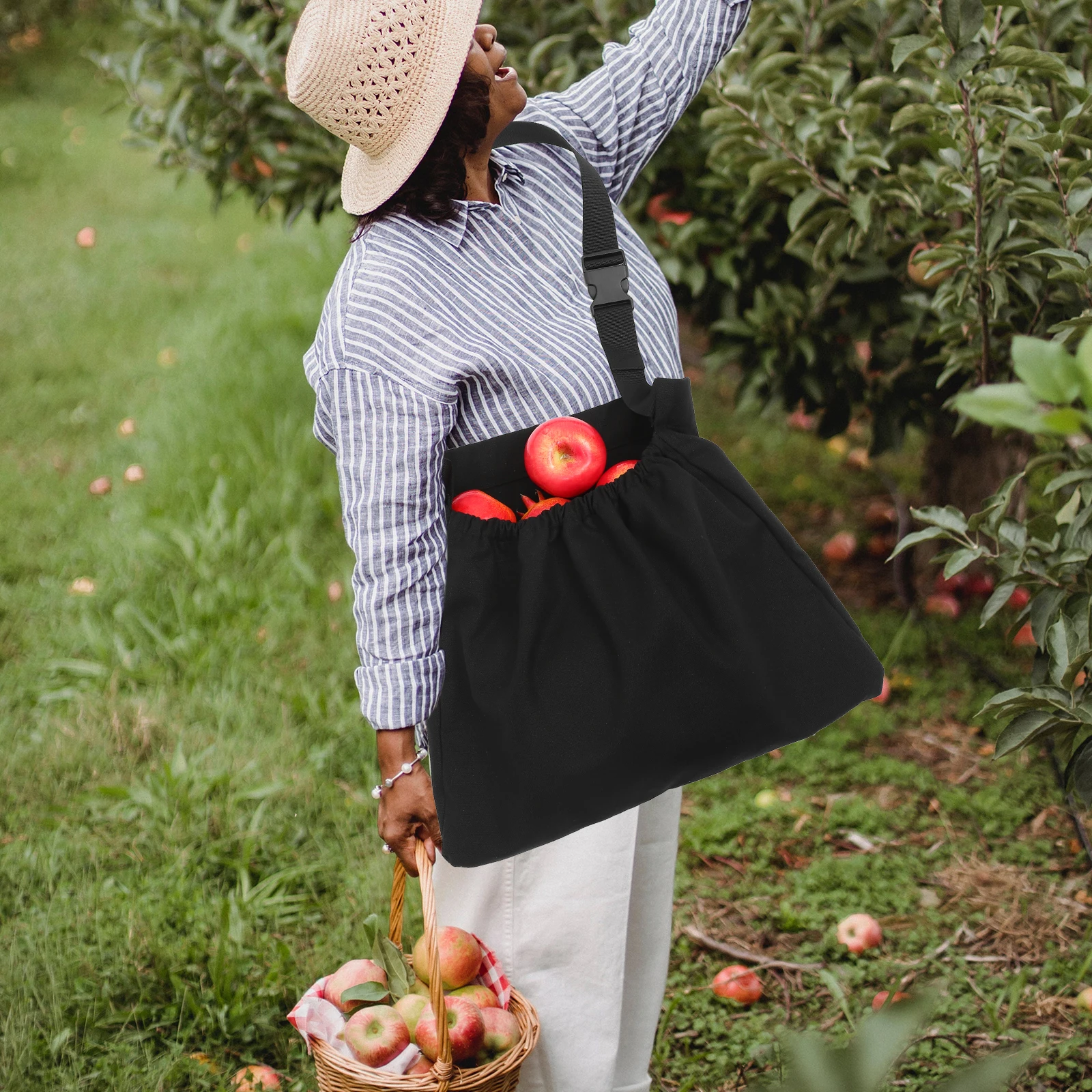 

Fruit Vegetable Storage Bag Large Capacity Canvas Apron Harvest Picking Bag Garden Farm Orchard Gloves Scissors Cellphone Keys
