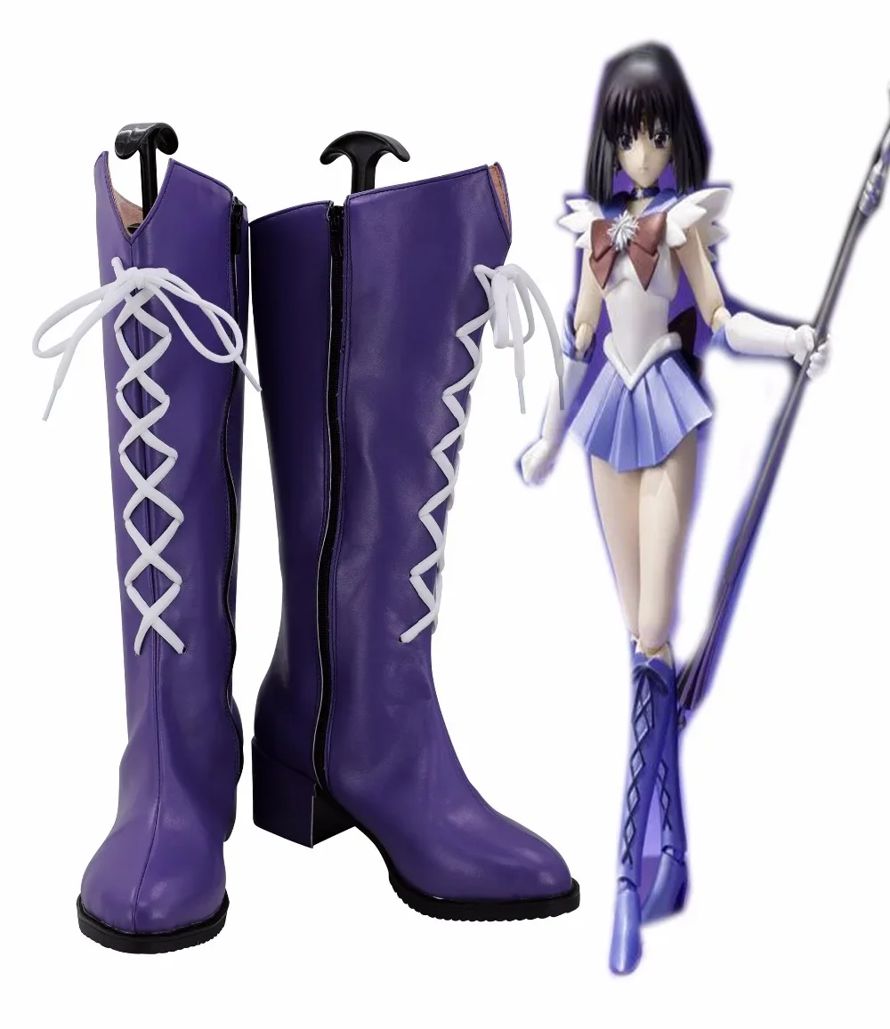 Sailor Saturn Cosplay Boots Purple Shoes Costume Made Any Size