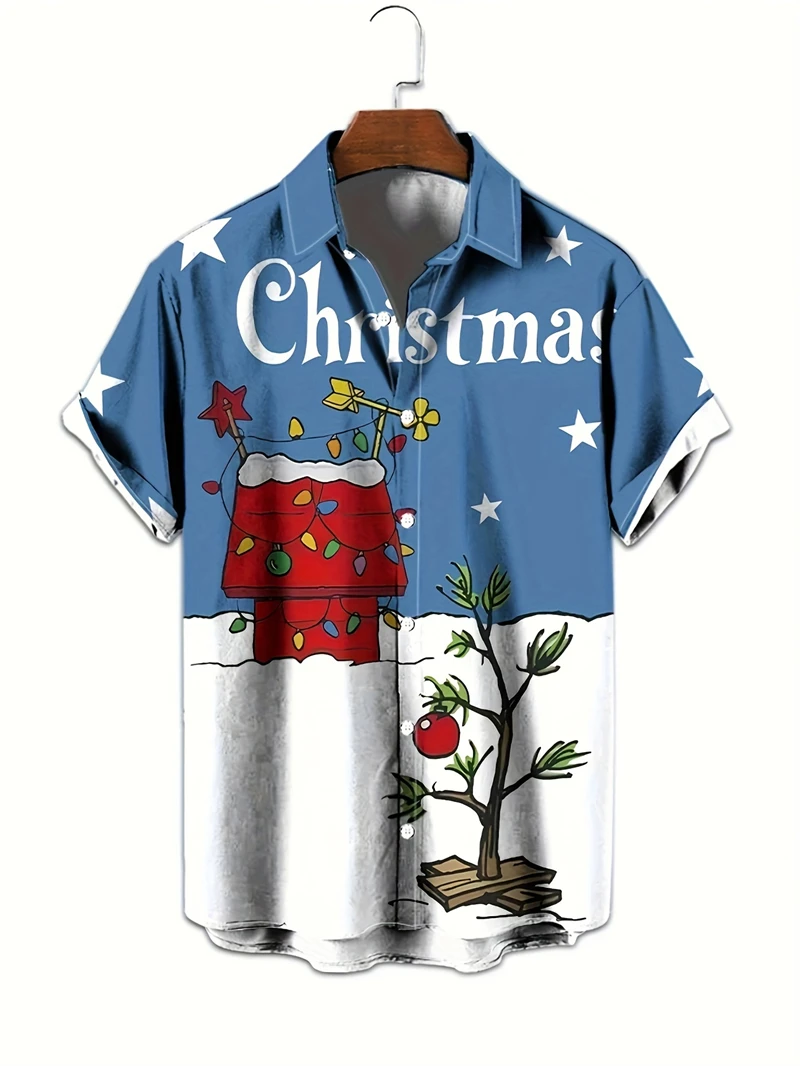 3D Printed Funny Santa Claus Pattern Men's Short Sleeve Christmas Shirt Trendy Men's Clothing Tops Hawaiian Shirt 2025 New