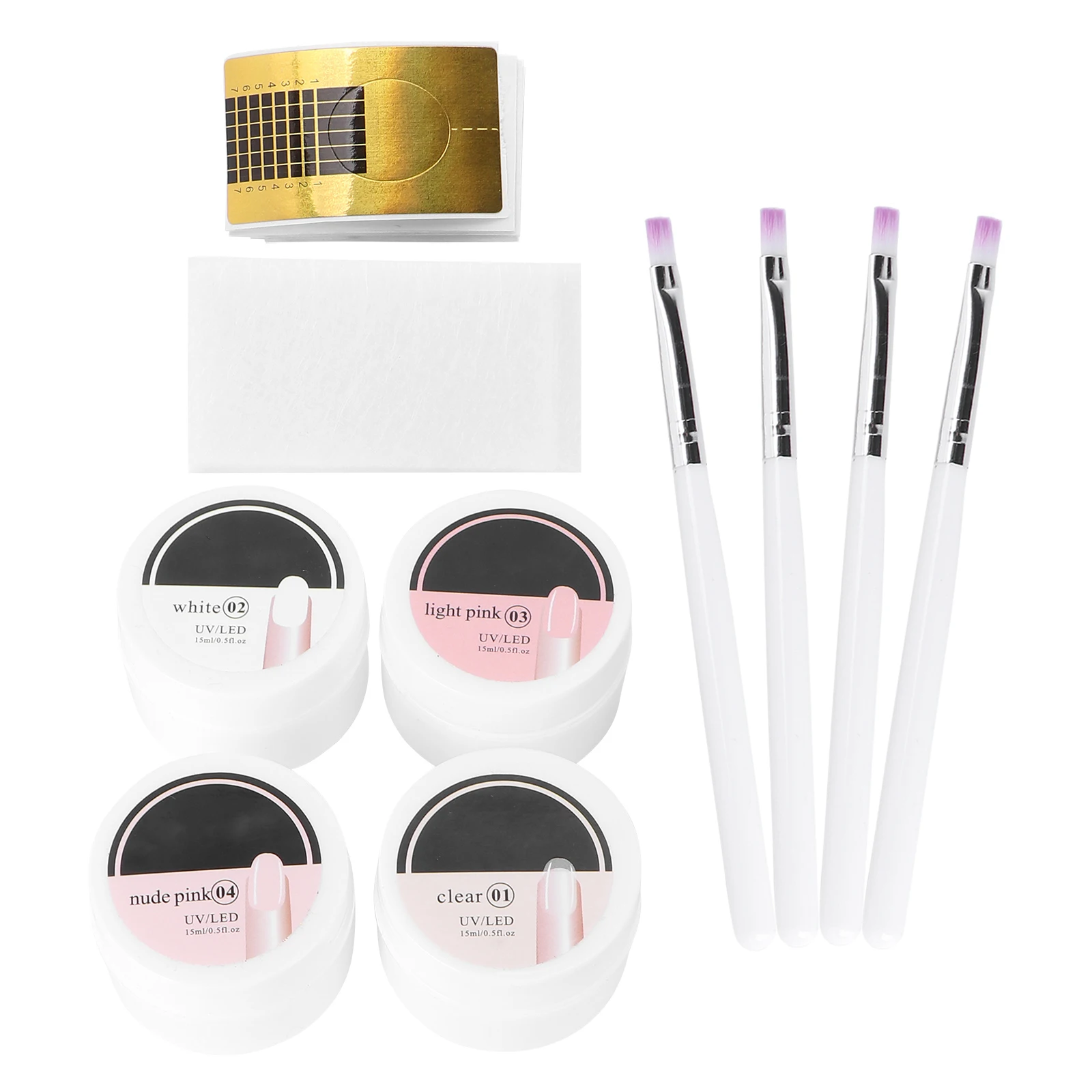 

1 set Phototherapy Extension Tape Set Art Tools Manicure Brush Aluminum Plate Fixing Cards Lengthening Gel Silk Nail Art Supply