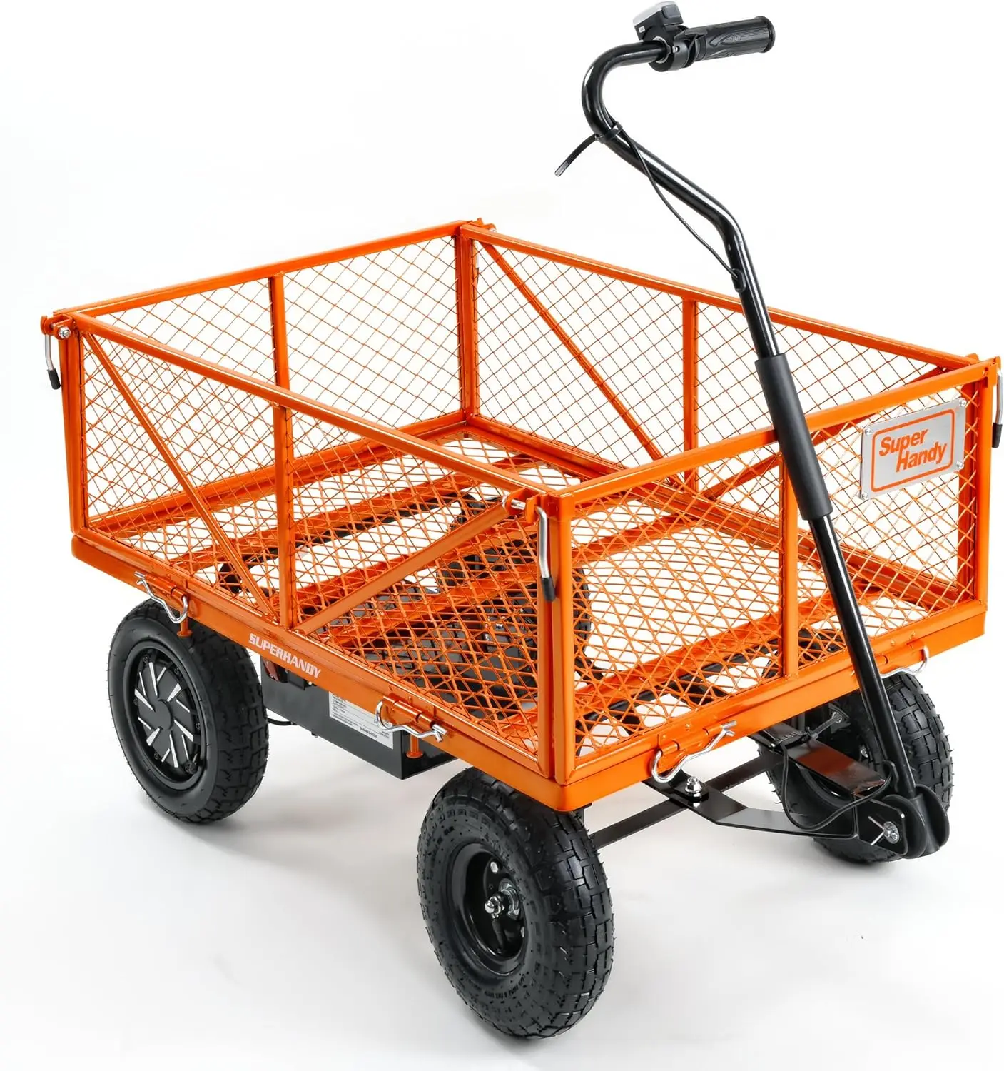 Electric-Assist Garden Cart - 5.7 Cubic Ft Utility Wagon, 440lbs Load, All-Terrain 10in Wheels, Anti-Rust Steel Frame