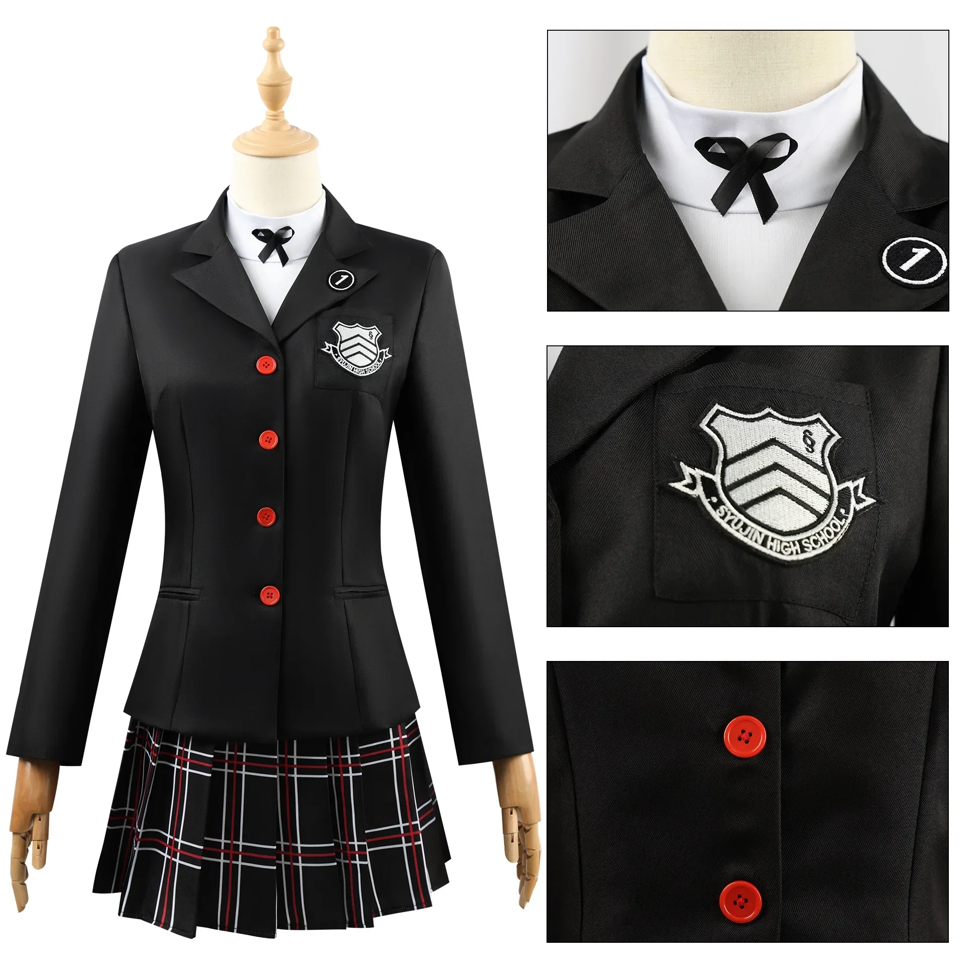 Jeu Persona 5 Amamiya Ren Kasumi Yoshizawa Cosplay Costume avec Perruque pour Hommes et Femmes, Uniforme Sв, Manteau d'Halloween, Ensemble d'Uniforme Noir pour ix