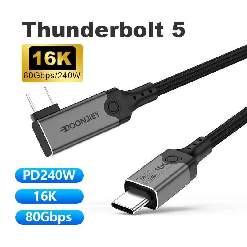 16K Thunderbolt 5 Type C naar USB C-kabel 80 Gbps UHD Type-C Gegevensoverdracht Videokabel PD240W Snel opladen USBC-kabel voor eGPU Mac