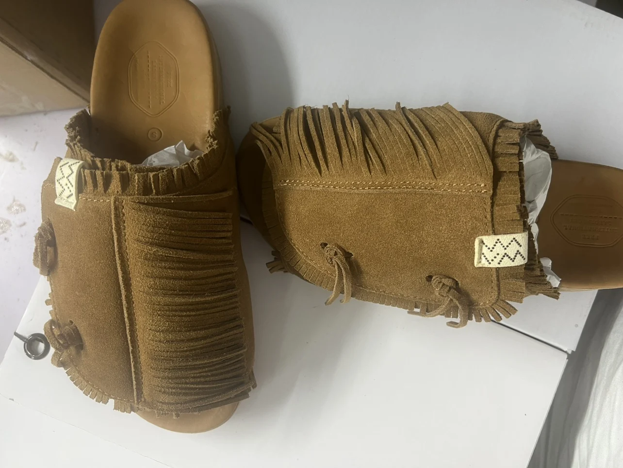 Visvim 23ss شباشب جديدة من جلد الغزال بخياطة عصرية غير رسمية للرجال والنساء مهدب