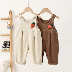 1-4Y Kids Overalls Corduroy Kids Jumpsuits Girls Suspend Pants Carrot Boys Trousers Girls Pants