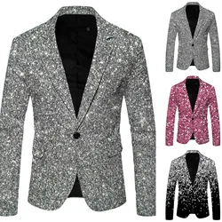 Men's 3D Sequin Suit Printed Pocket Lapel Button Up Suit Suit Style Four Wedding Suits