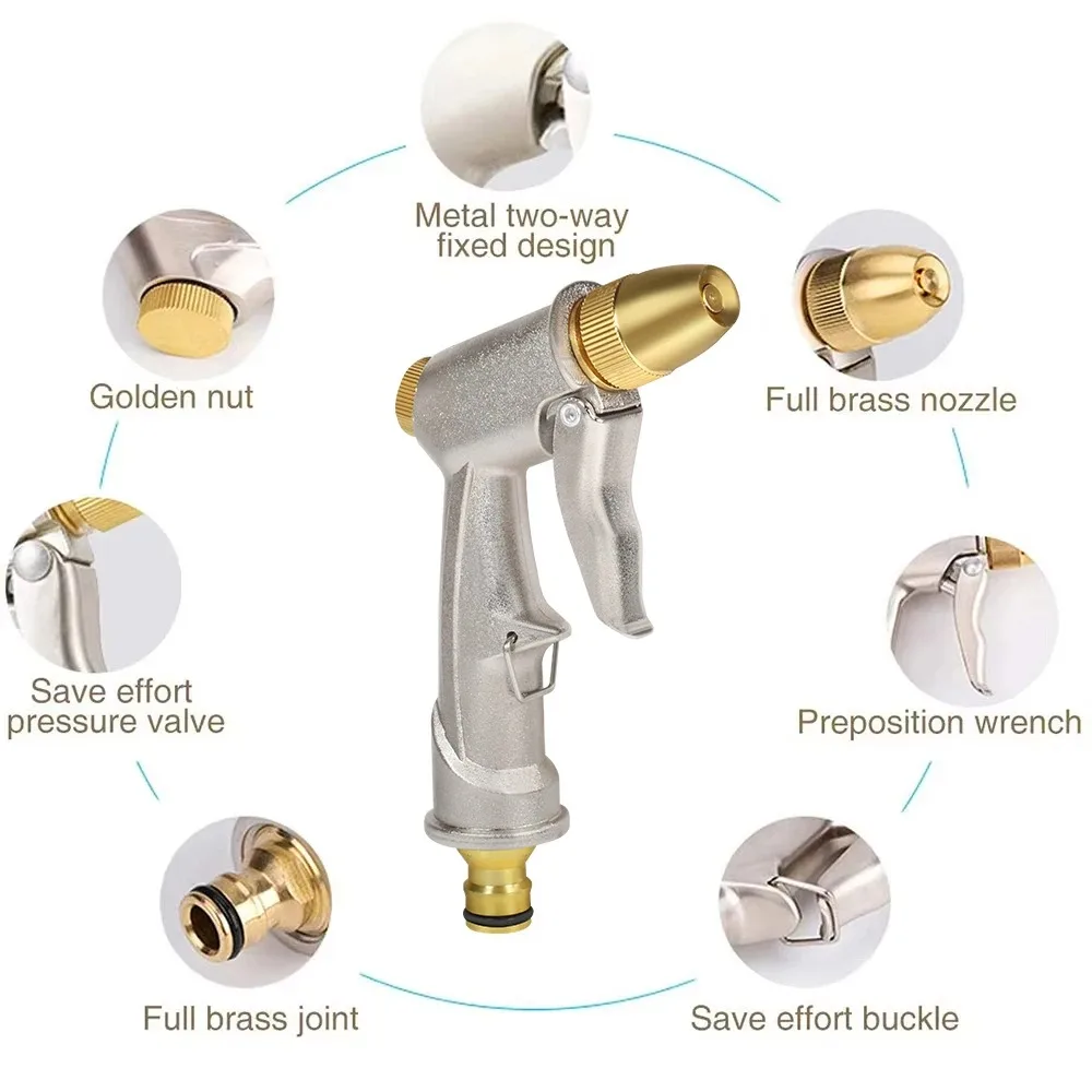 High Pressure metal Garden Water Spray Gardening Sprayer Water Hose Jet Household Lawn Car Washing Guns Yard Watering XXL