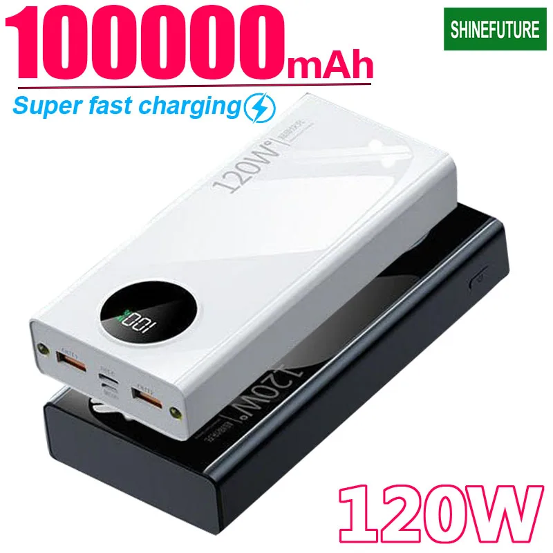 

120W Power Bank Super Fast Charging 100000mAh Ultralarge Capacity phone External Battery For Iphone Xiaomi Samsung Spare Battery