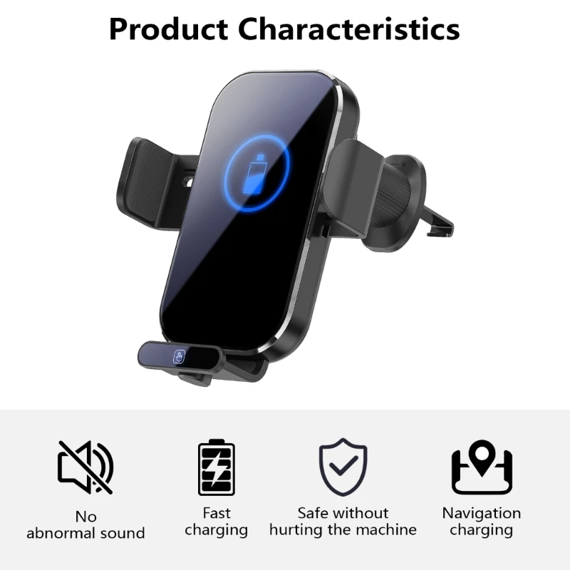 66W Car Phone Charging Mount for 15 14 13 12 Glass Panel Phone Holder Air Vent Mount Wireless Charging Stand Holder