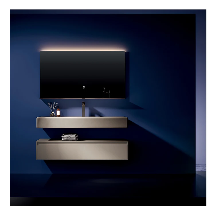 

Factory Wholesale Modern Floating Bathroom Cabinets With Touch Screen Mirrors