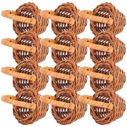 12pcs Mini Woven Basket Flower Storage Basket Dollhouse Flower Basket Small Easter Candy Gift Container Party Favor Decor Box
