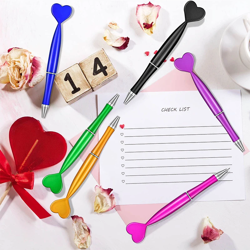 200Pcs Valentines Day Pens Heart Shaped Cute Novelty Ballpoint Pens Rollerball Black Gel Ink Pretty Pen