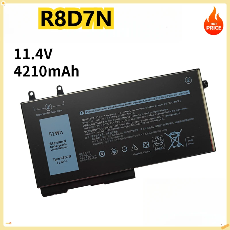 R8D7N 11.4V/51WH For DELL Latitude 5400 5500 Precision 3540 Inspiron 7590 7591 7791 2-in-1 Notebook 4210mAh