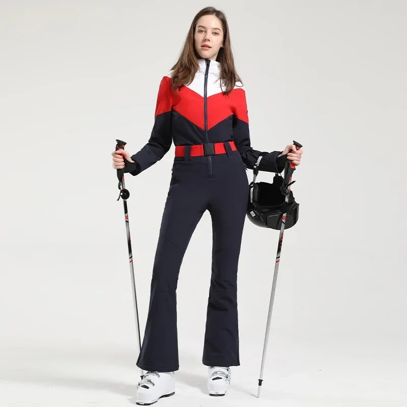 Ski Sets 2025 New One-Piece Ski Suit Slim Overalls Women Outdoor Snowboard Warm Jumpsuits Wind Proof Waterproof Winter Clothing