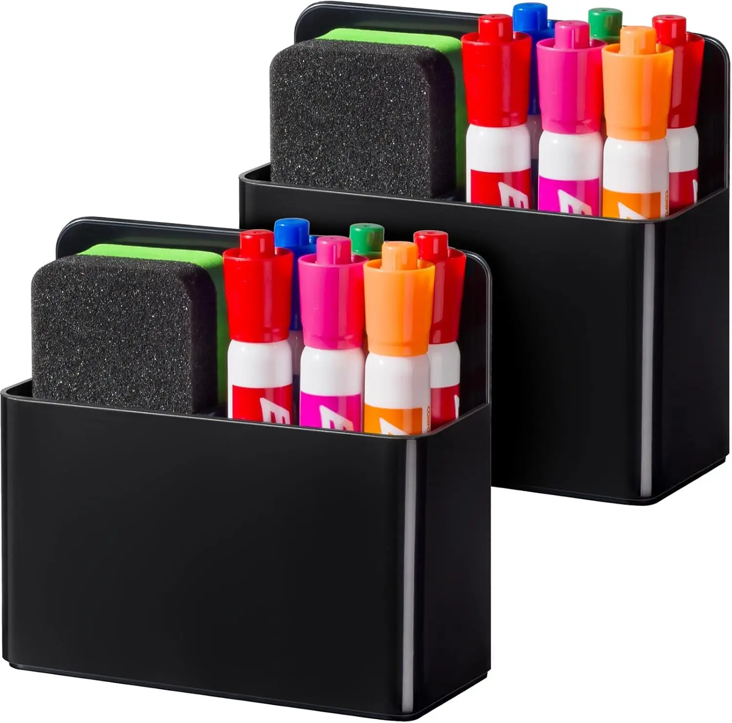 

2 Pack Magnetic Pen Holder for Refrigerator, Dry Erase Marker Holder for Whiteboard, Pencil Cup for School Locker Organization