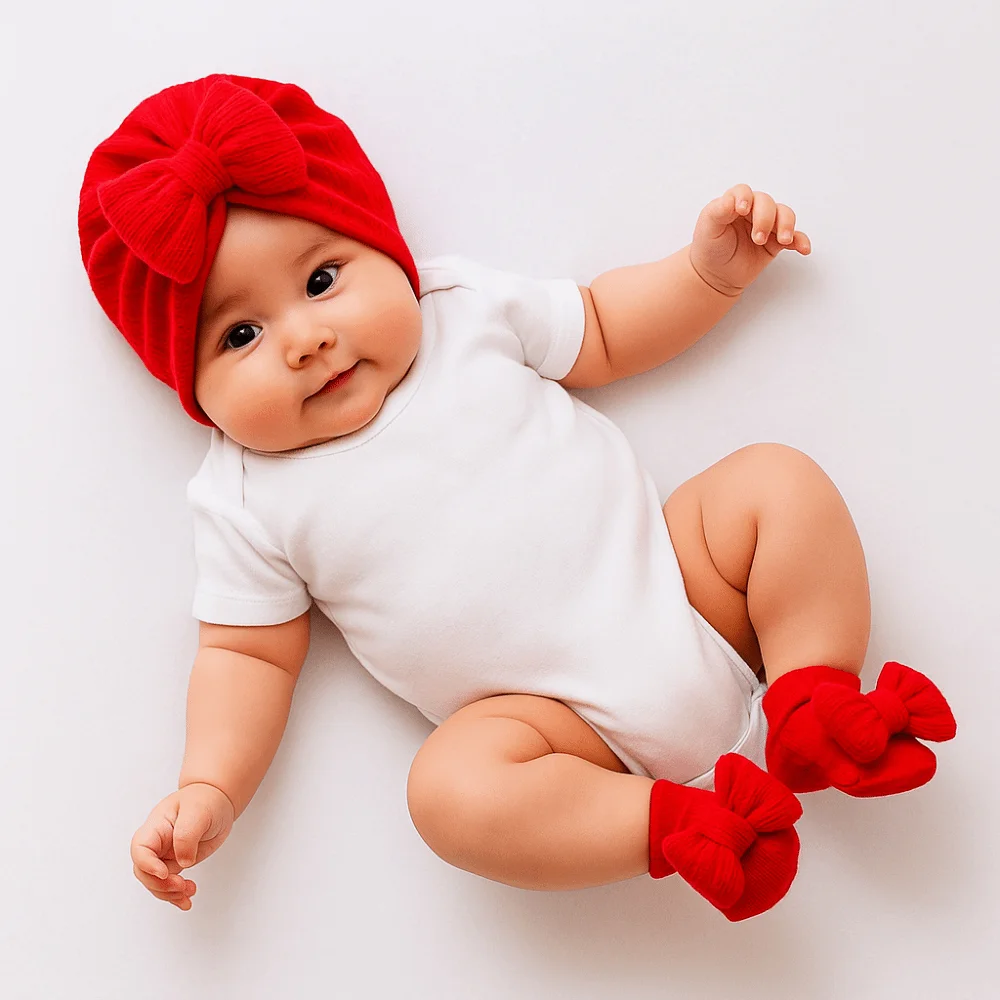 القطن متماسكة الطفل قبعة الجوارب مجموعة كبيرة Bowknot 0-12 أشهر الطفل القوس الجنين قبعة دافئة مطاطا الوليد قبعة عمامة المنزل/في الهواء الطلق