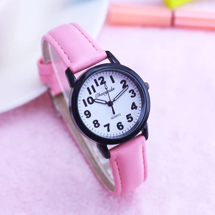 new children boys girls fashion simple digital quartz watches student school supplies Stationery leather birthday gifts watches