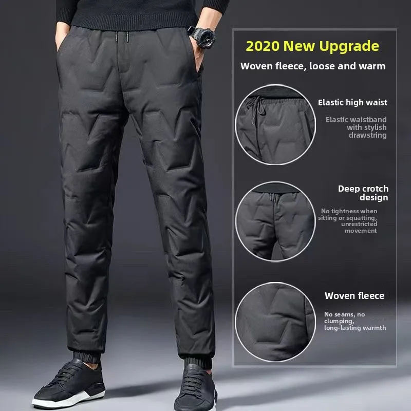 Thiened Fce Lined Sports Casual Men's Winter Cotton Pants Windproof Trousers for Middle-Aged And ly