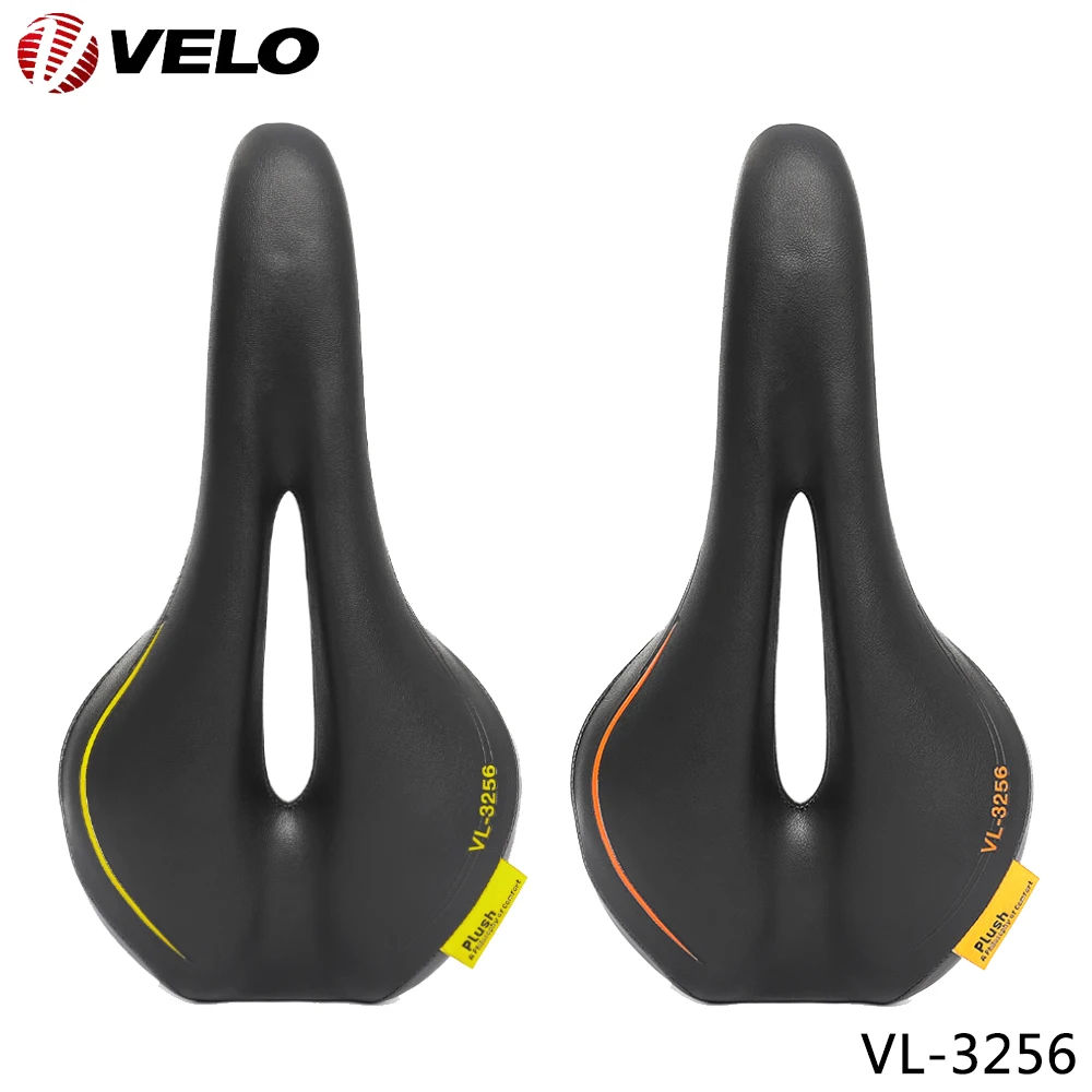 VELO VL-3256 Bicycle Saddle Hollow Breathable Black Bike Seat Cushion MTB Road Bike PU Leather Saddle Cycling Parts