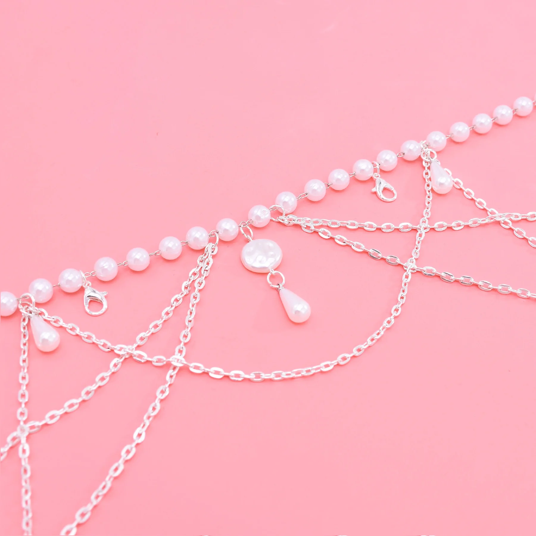 مثير الخصر حزام على شكل سلسلة متعدد الطبقات تقليد اللؤلؤ البطن الجسم سلسلة الموضة العصرية مجوهرات للنساء مهرجان اكسسوارات الحفلات #4