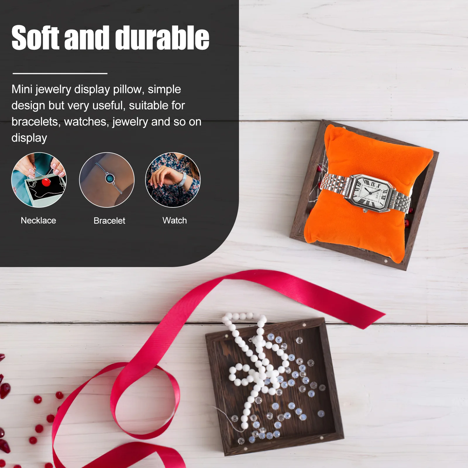 

6pcs Lint Silk Floss Bracelet Display Cushion Watch Pillow Jewelry Box Inner Liner Supple Wrist Chain Holder Anti-Scratch