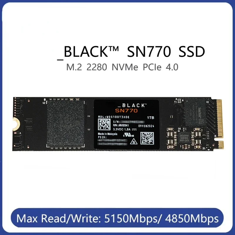 

Western BLACK SN770 NVMe SSD 2TB 1TB 500GB 250GB Internal Gaming Solid State Drive Gen4 PCIe M.2 2280 up to 5150 MB/s