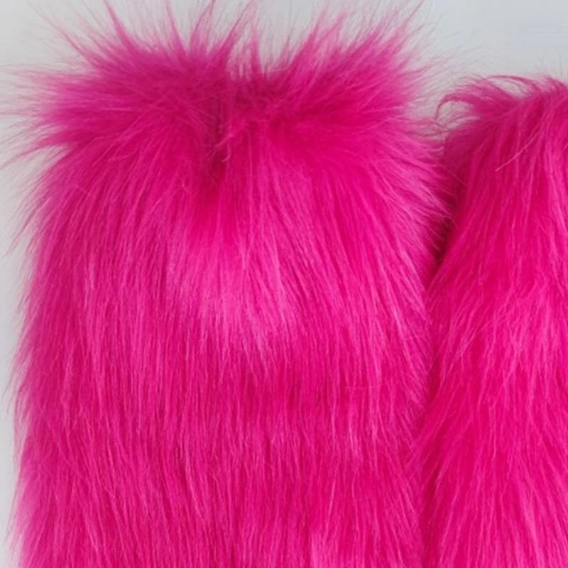 Women Harajuku Rose Red Furry Leg Warmer Sock Gothic Vintage Faux Fur Boot Cuffs 15UB