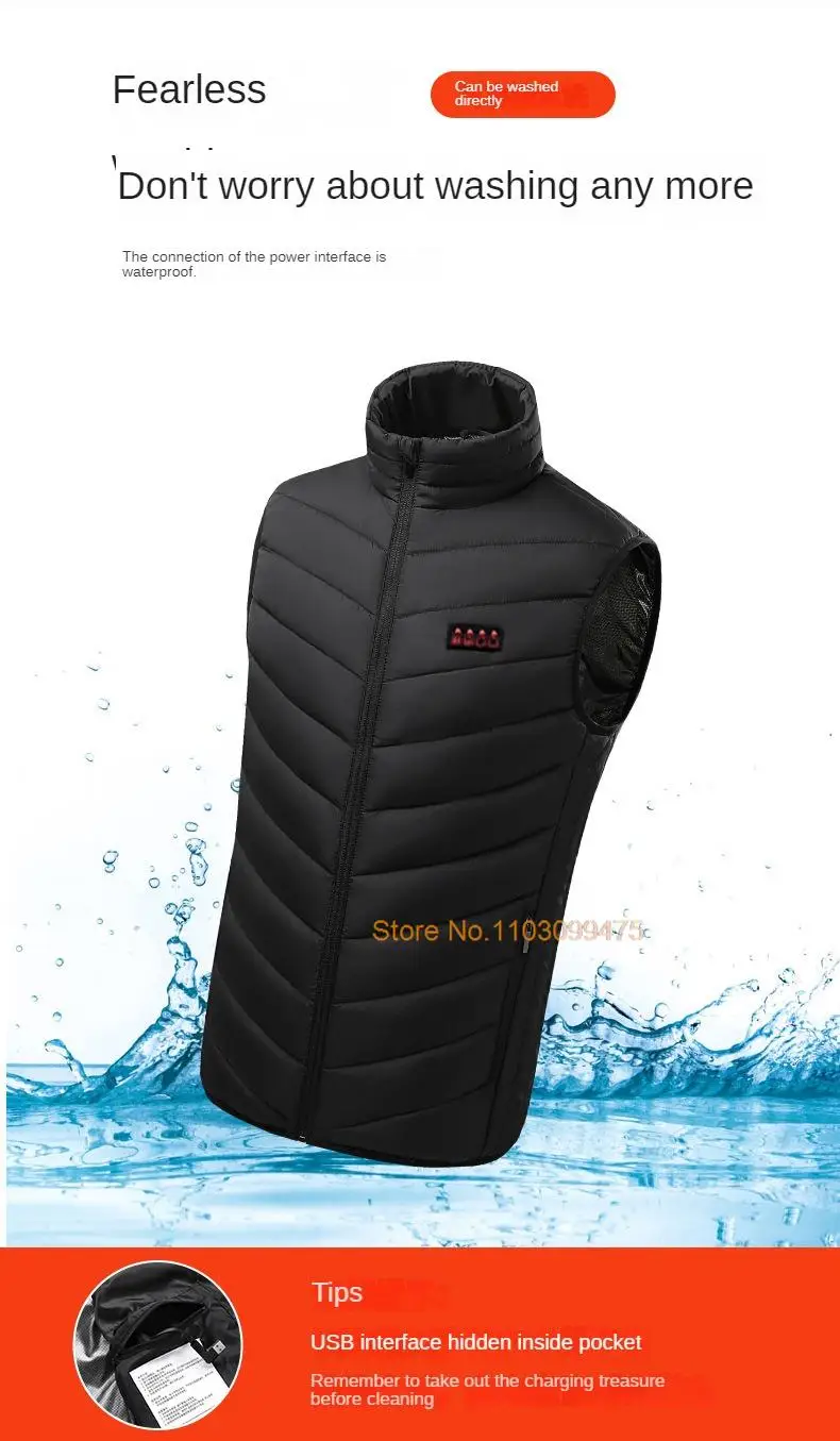 2–21 Bereiche selbsterhitzende Weste USB wiederaufladbare beheizte Jacke Winter Herren Damen Thermounterwäsche Heizweste Wandern Skifahren Mantel – Detail 6