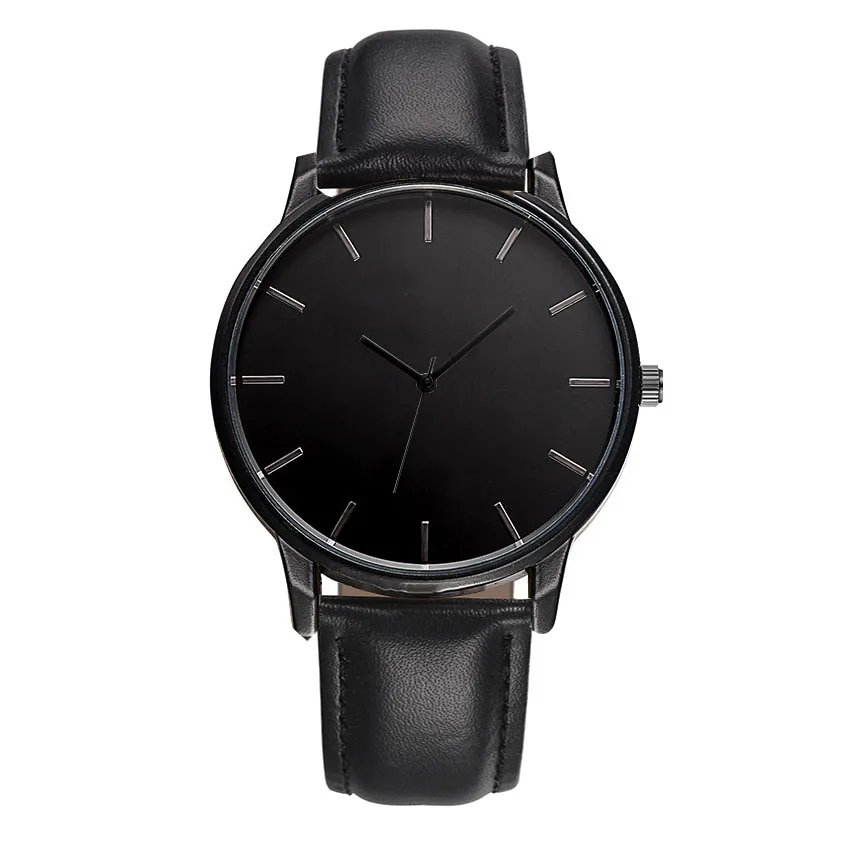 Semplice orologio da uomo nero a 3 lancette Movimento giapponese in vera pelle di buona qualità Crea orologi al quarzo OEM con etichetta privata con logo