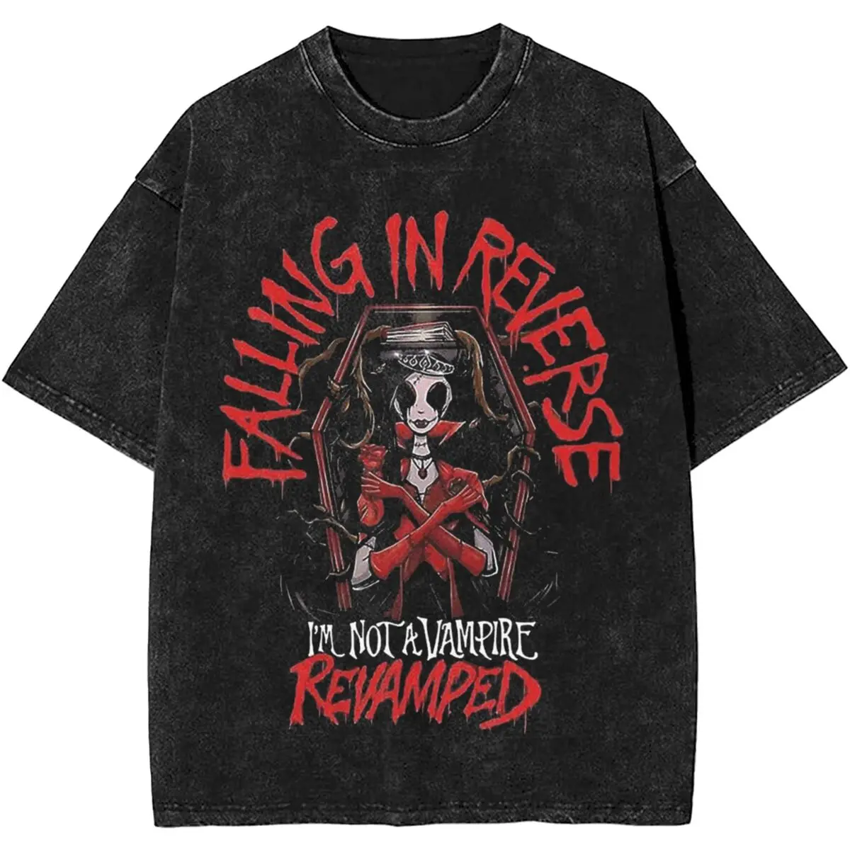 2024 Summer Falling In Reverse Rock Music Metal Band Washed T Shirts Merch Harajuku T-Shirts for Men Women Tee