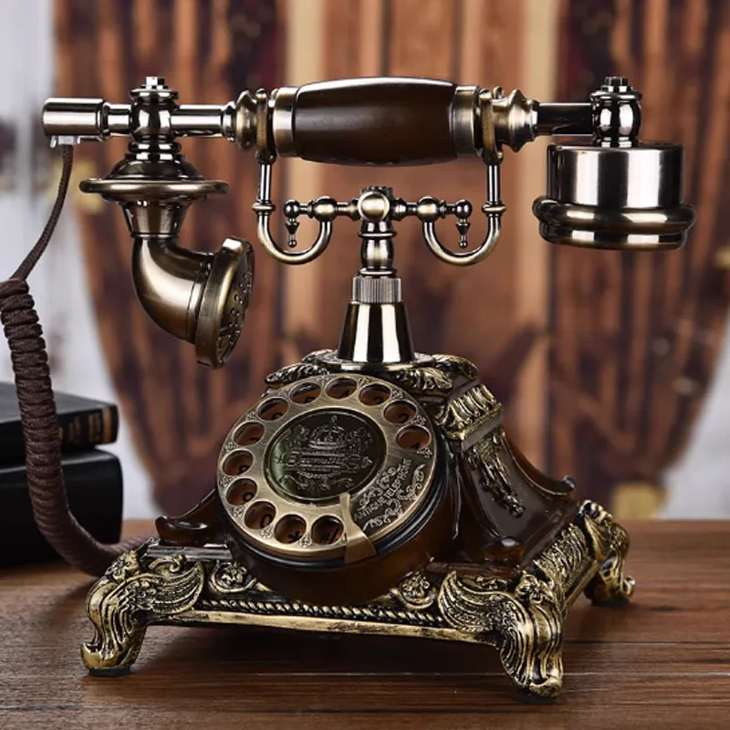 American antique telephone landline European retro home office phone fashion creative rotating wireless plug-in card