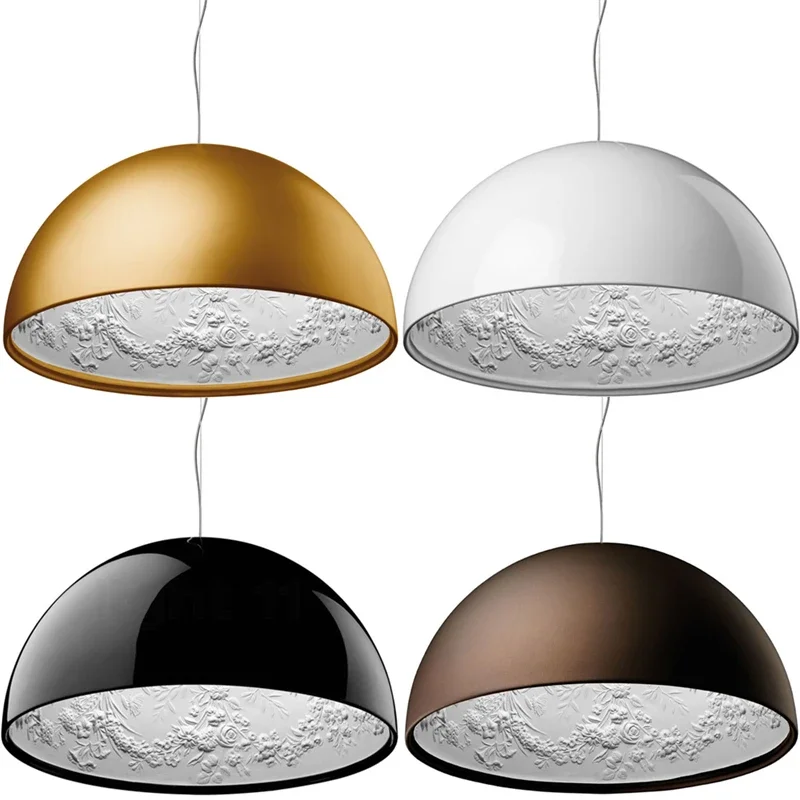 Nordic Resin Pendant Lights LED Designer Carvings 3D Garden Black White Garden Pendant Lamp Semicircle Led Chandelier Lights