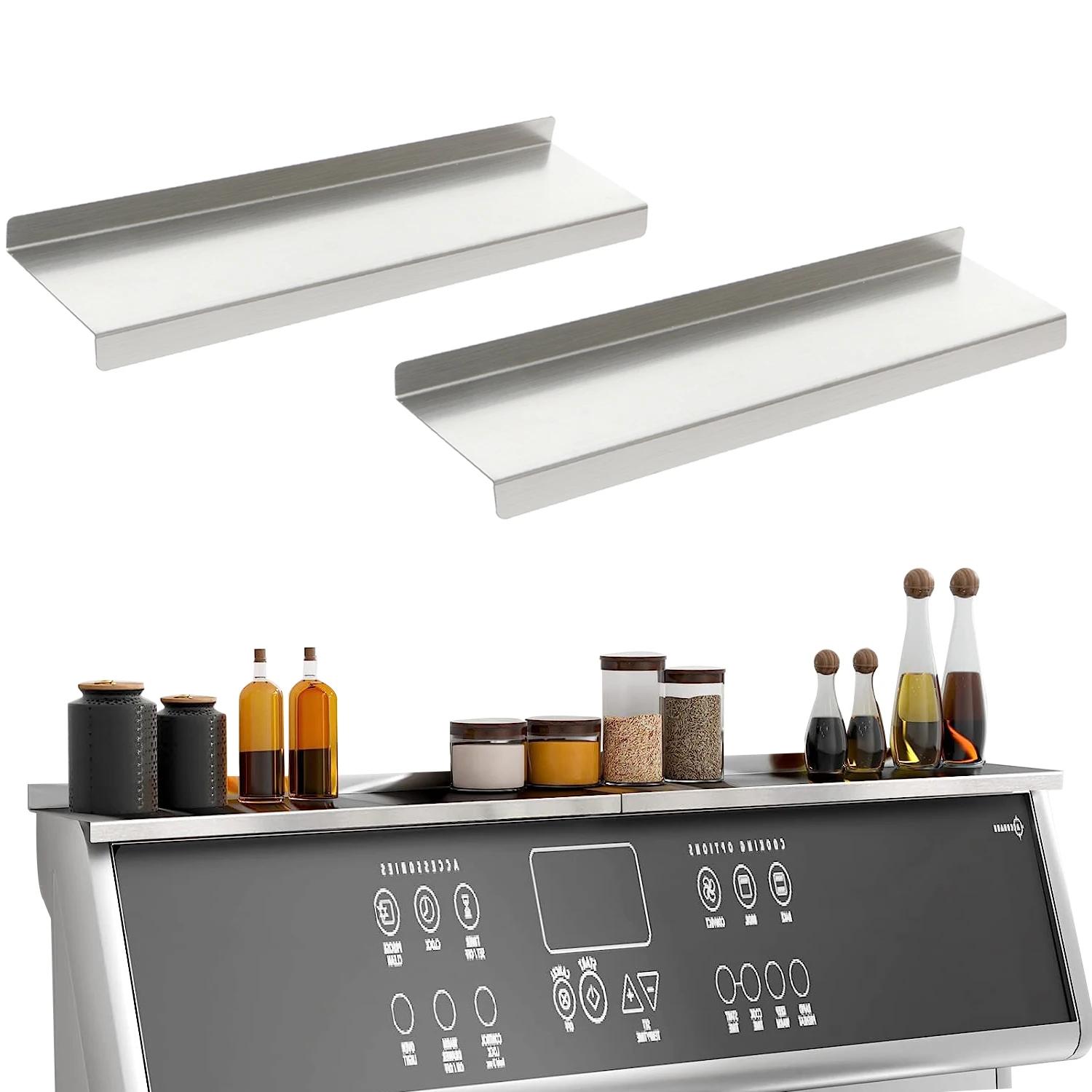 Stainless Steel Shelf for Stove Top, Magnetic Shelf Over the Stove, Spice Rack, Kitchen Organizer Equipped with Nano Tape