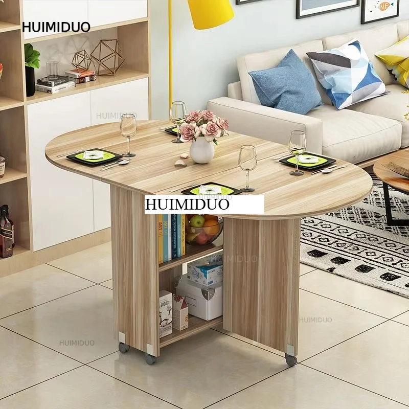 Folding Table Solid Wood Storage Breakfast Table