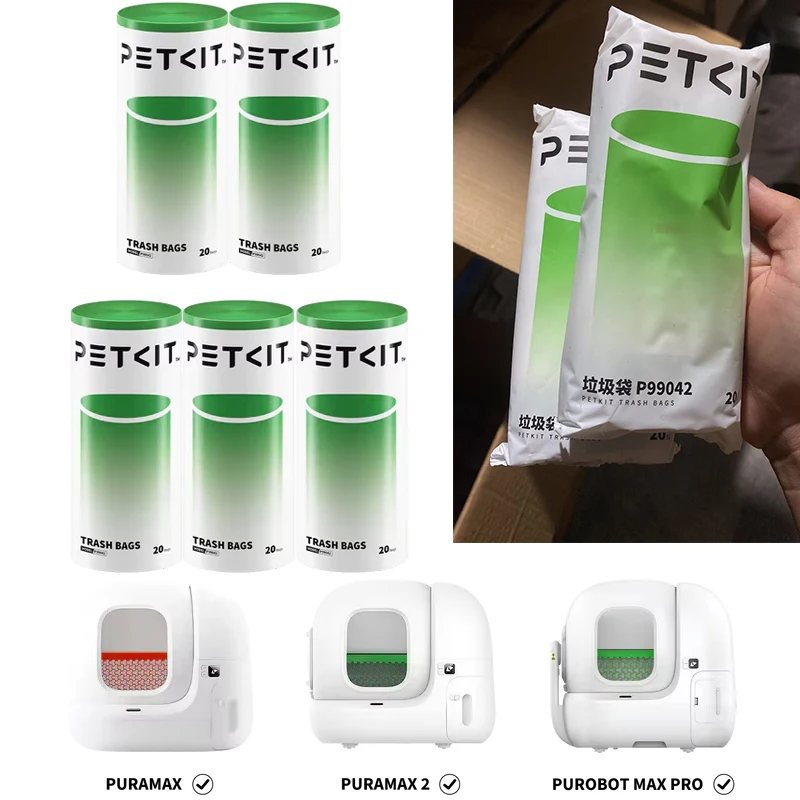 P99042 PETKIT Replacement Trash Bag For Puramax/Max 2/PUROBOT Max Pro Automatic Cat Litter Box 1 roll pack (20 pieces)