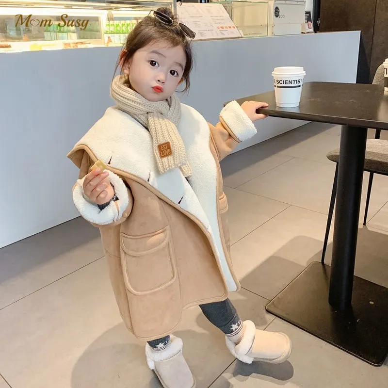 

Baby Girl Boy Winter Hooded Loose Jacket Fur In One Infant Toddler Child Thick Warm Coat Long Outwear Baby Clothes 1-12Y