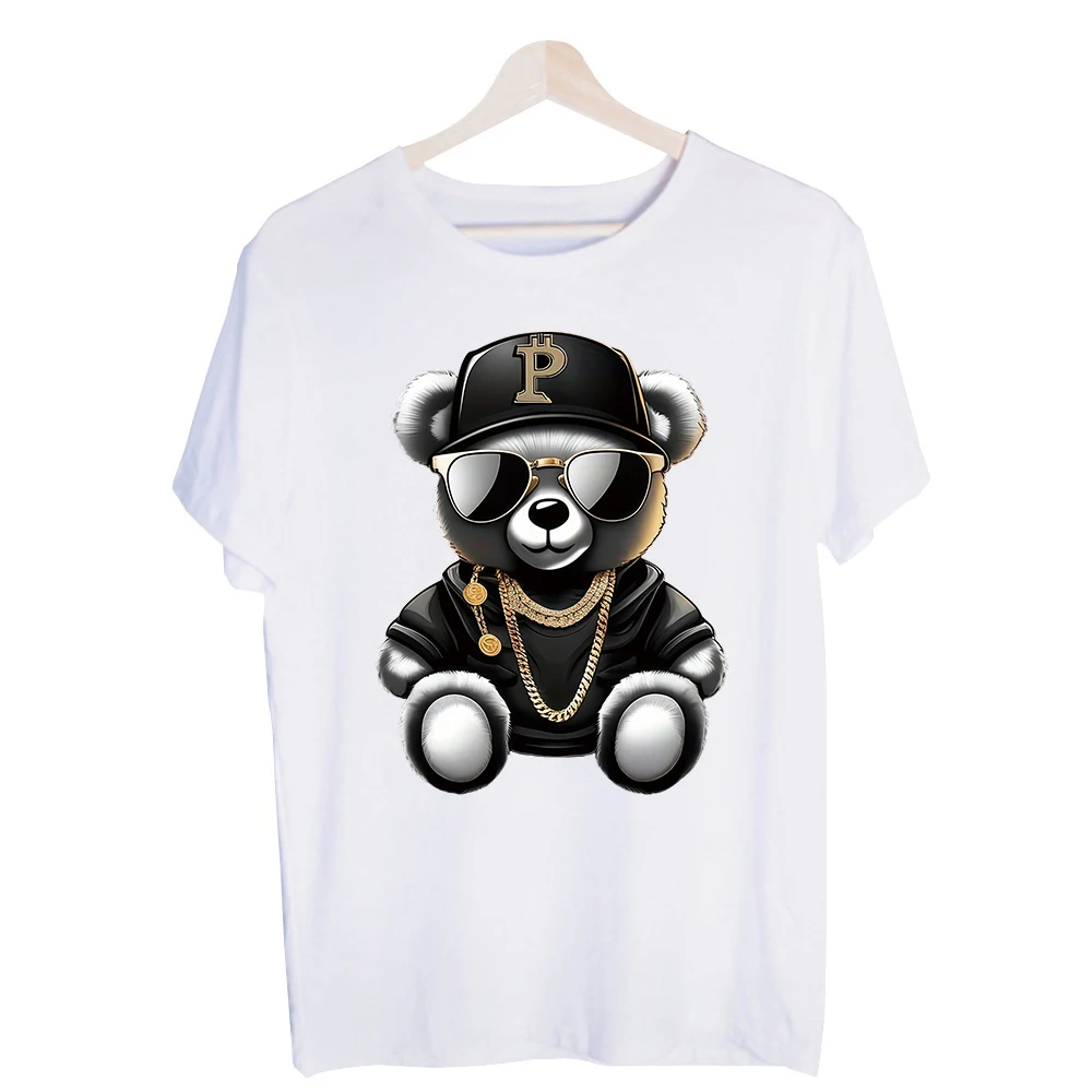 Men's Bear Graphic Tee, Short Sleeve Crew Neck T-Shirt for Urban Streetwear and Casual Outfits