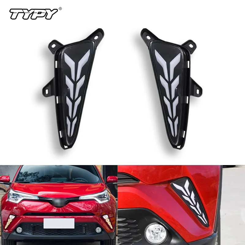 

TYPY For Toyota C-HR CHR 2017-2020 with yellow Turn Signal Style Relay Car DRL LED Daytime Running Light Rear Fog light brake