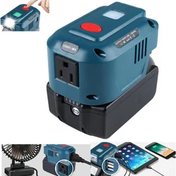 Power Supply Inverter for Makita 18V Battery,DC 18V to AC 110/220V Power Source USB Phone Charger Adapter with LED Light