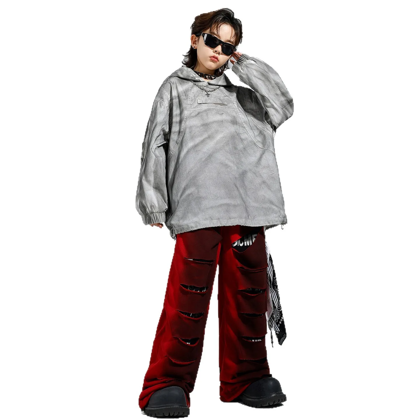 Costumes K-pop pour enfants, sweat-shirt à capuche ample pour garçons et filles, pantalon Cargo de danse de rue, Cool Streetwear, ensembles de vêtements de Jazz pour enfants