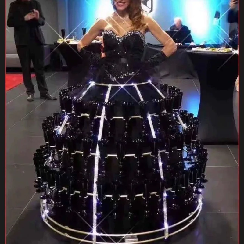 Champagne Tower Mobile Wine Rack Glass Holder Wine Table Water Show Bath Props Customized Gifts